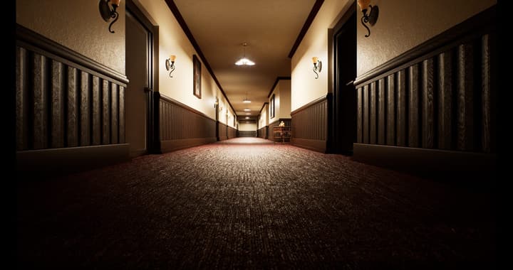 Wall lamps along an endless corridor