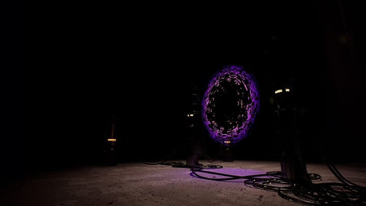 The portal in a dark room